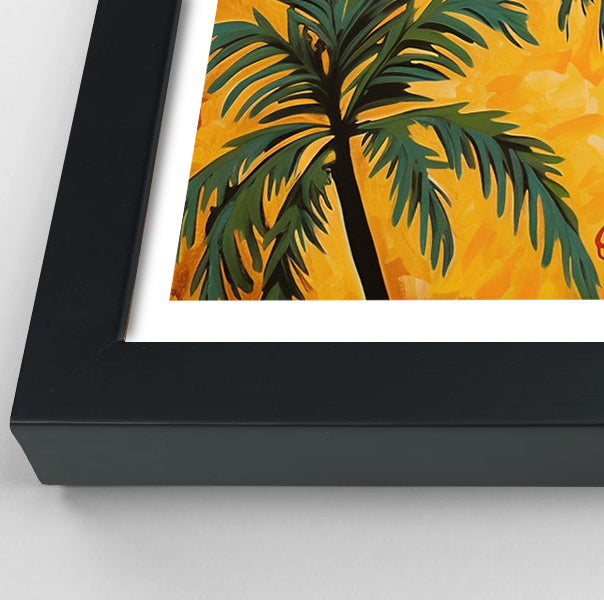 Yellow Giraffe Palm Tree African American canvas print view 70