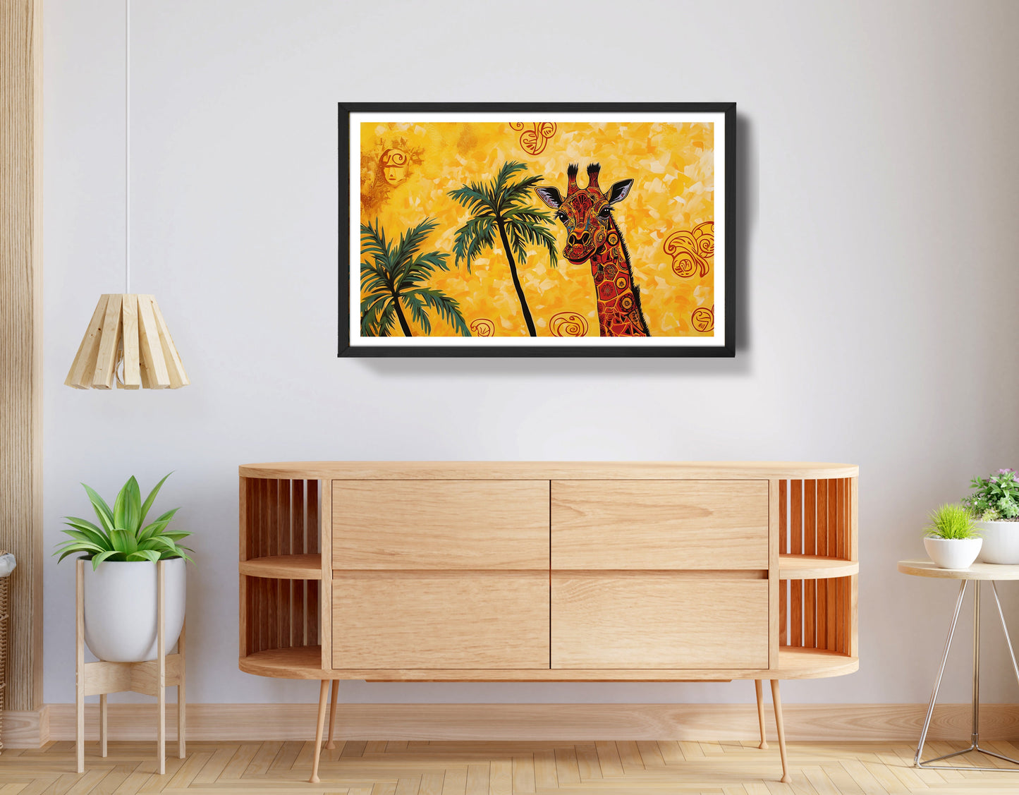 Yellow Giraffe Palm Tree African American canvas print view 68
