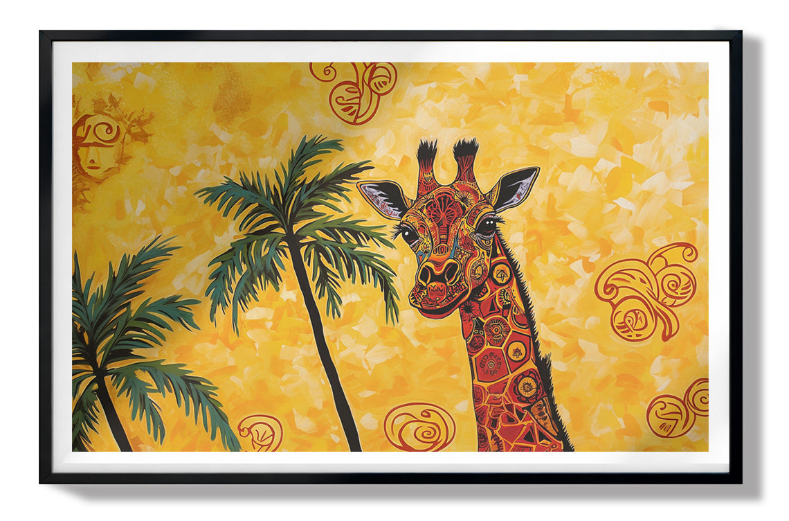 Yellow Giraffe Palm Tree African American canvas print view 67
