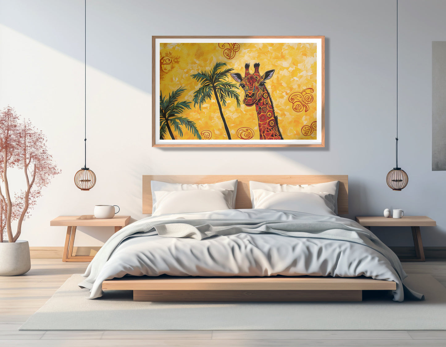 Yellow Giraffe Palm Tree African American canvas print view 81
