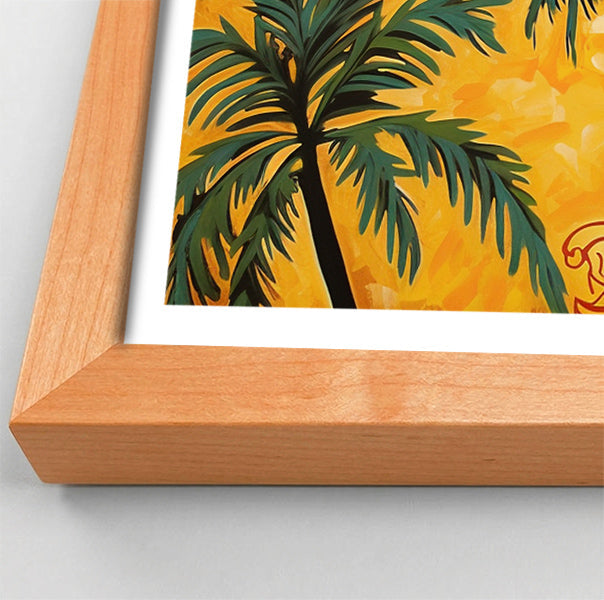 Yellow Giraffe Palm Tree African American canvas print view 82