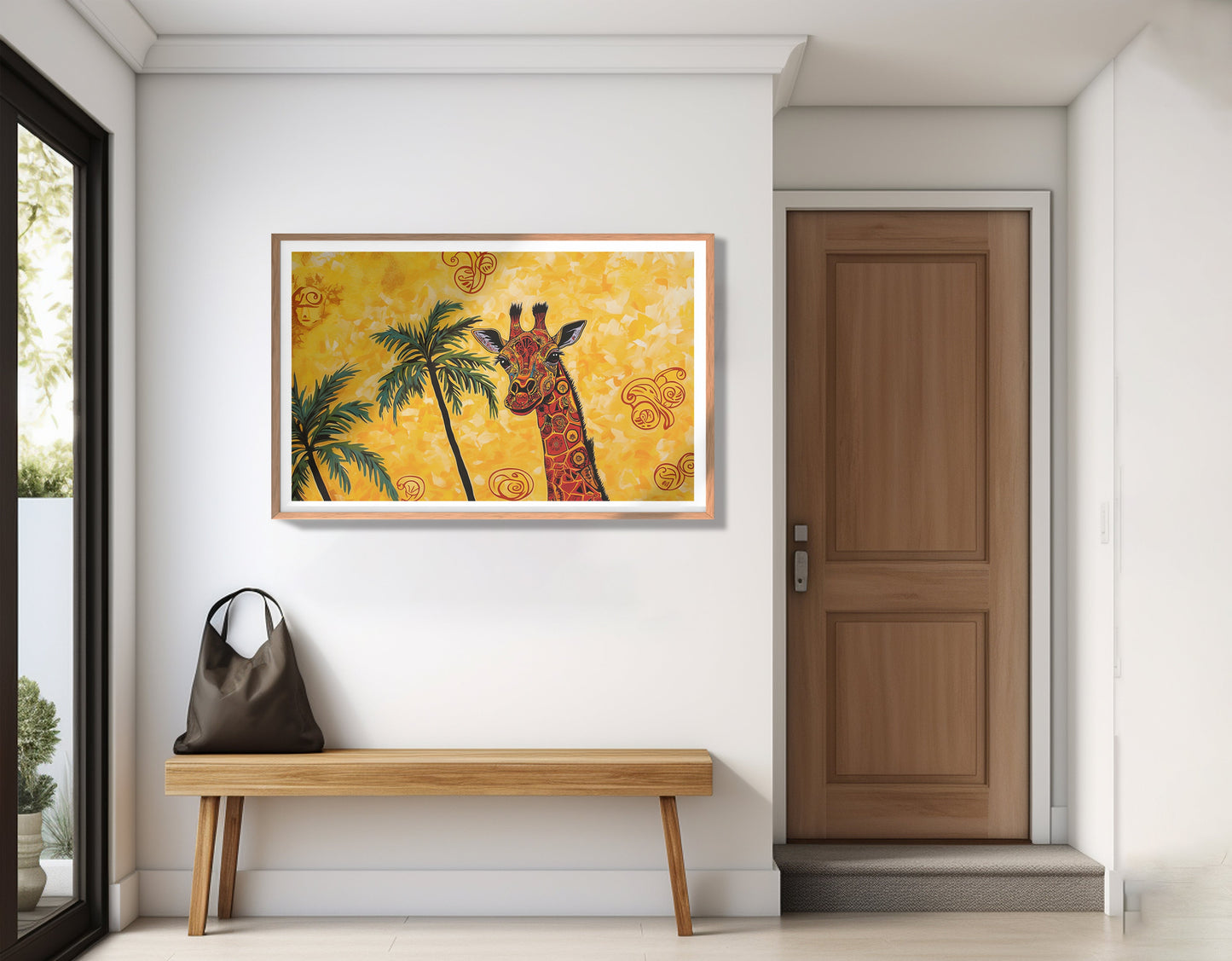 Yellow Giraffe Palm Tree African American canvas print view 83