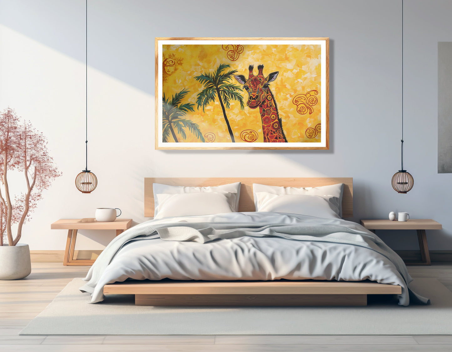 Yellow Giraffe Palm Tree African American canvas print view 75