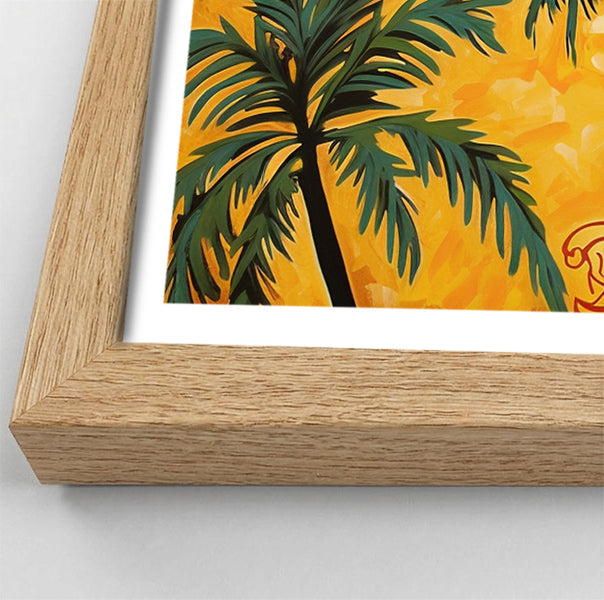Yellow Giraffe Palm Tree African American canvas print view 76