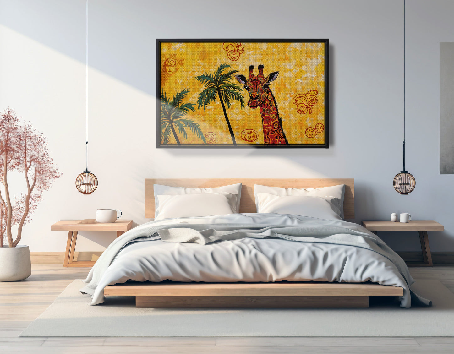 Yellow Giraffe Palm Tree African American canvas print view 27