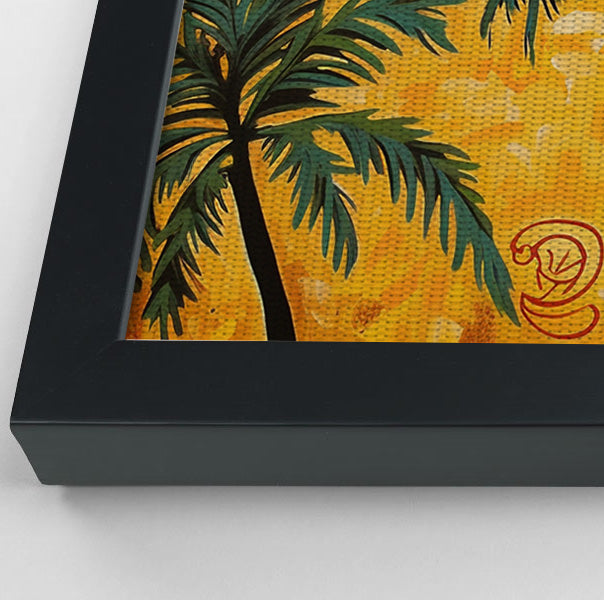 Yellow Giraffe Palm Tree African American canvas print view 28
