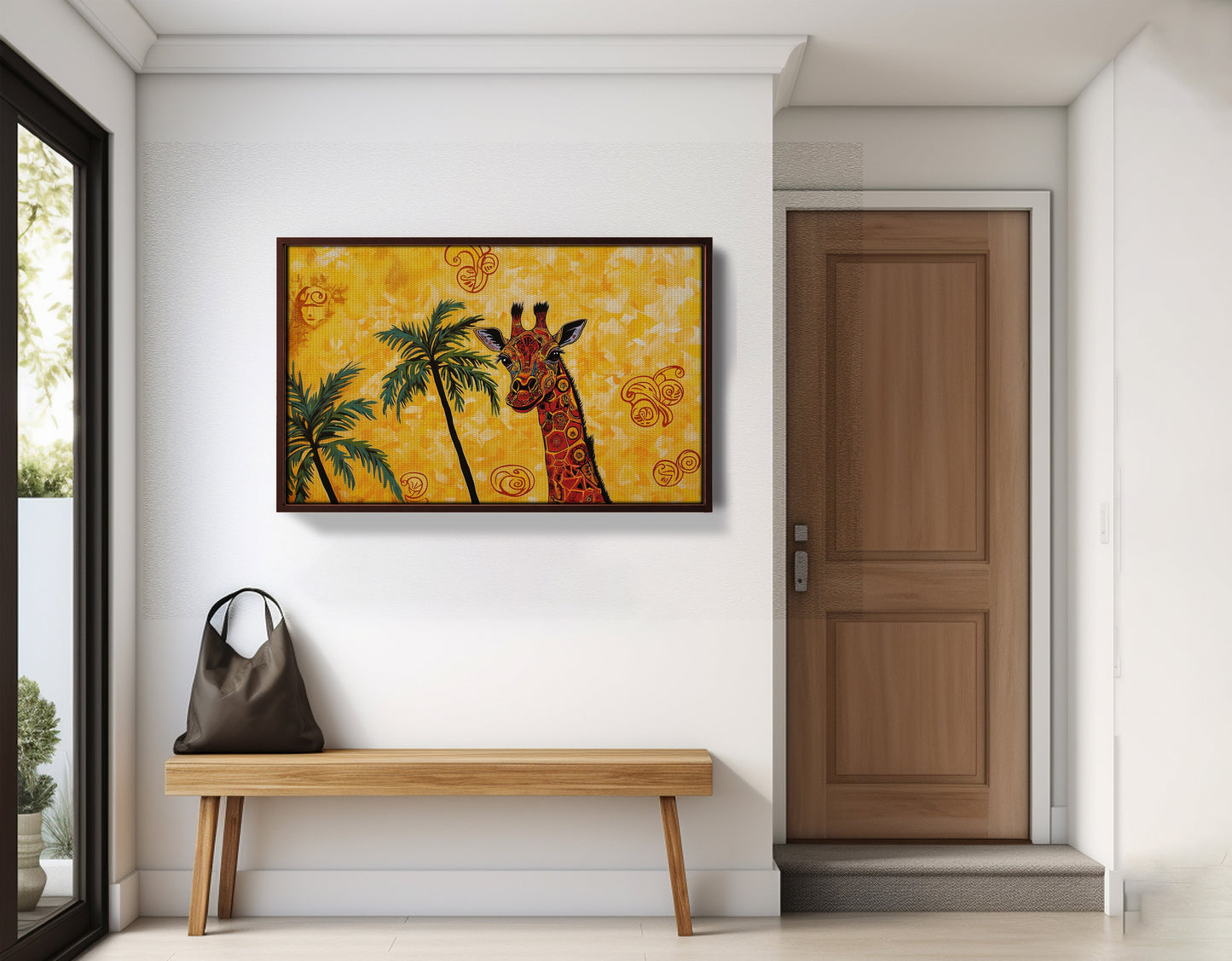 Yellow Giraffe Palm Tree African American canvas print view 35