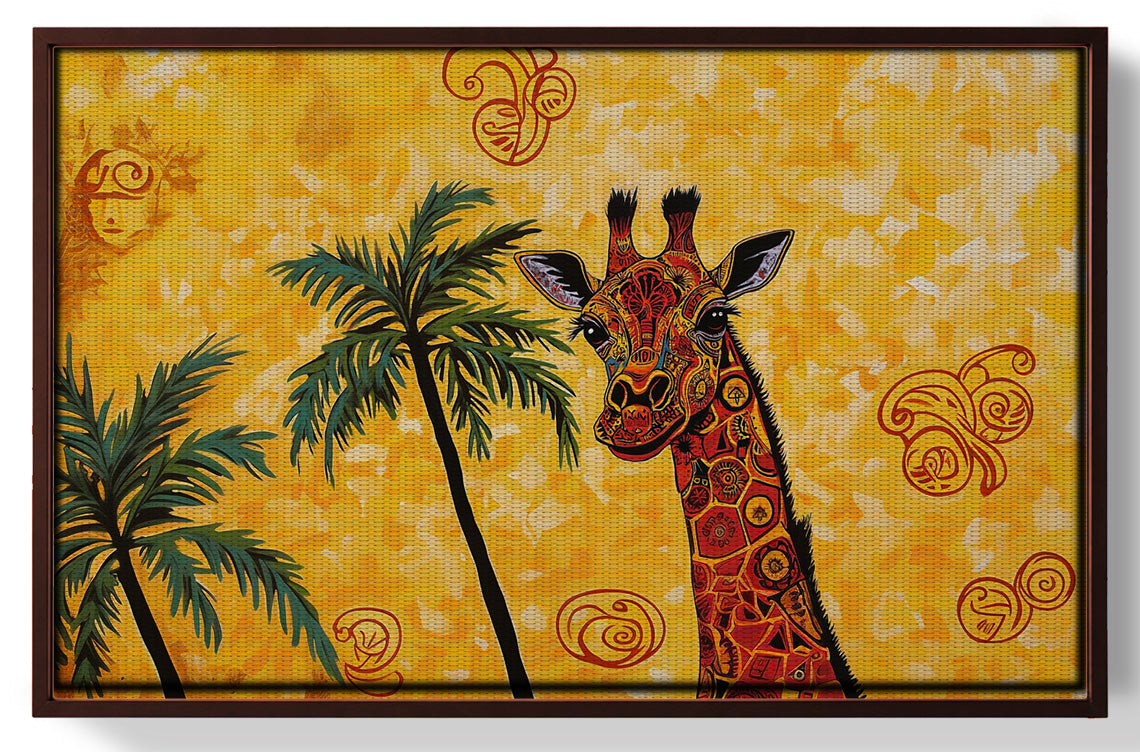 Yellow Giraffe Palm Tree African American canvas print view 31