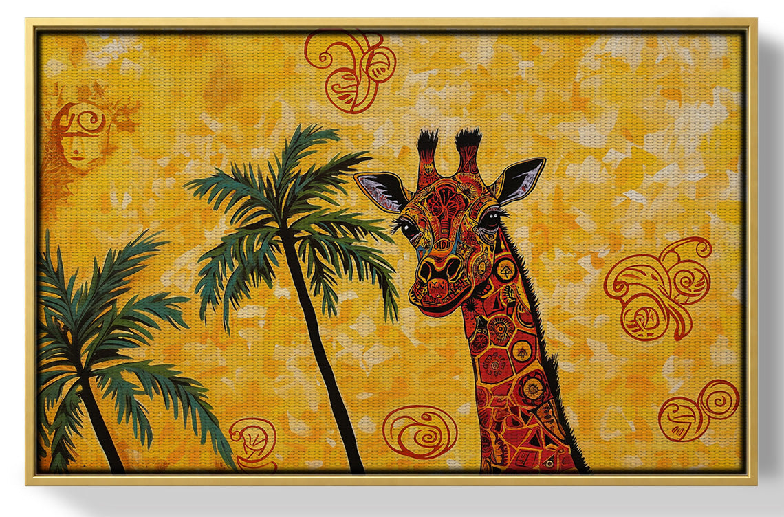 Yellow Giraffe Palm Tree African American canvas print view 37