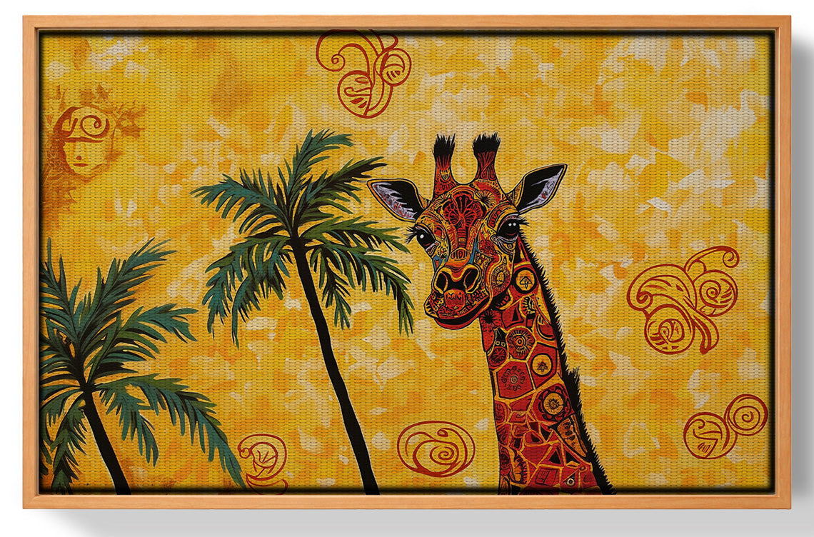 Yellow Giraffe Palm Tree African American canvas print view 43