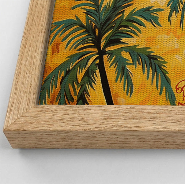 Yellow Giraffe Palm Tree African American canvas print view 52