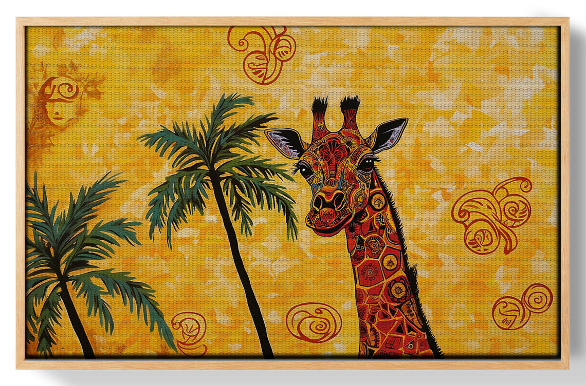 Yellow Giraffe Palm Tree African American canvas print view 49