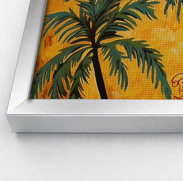 Yellow Giraffe Palm Tree African American canvas print view 58