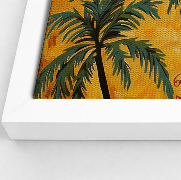 Yellow Giraffe Palm Tree African American canvas print view 64