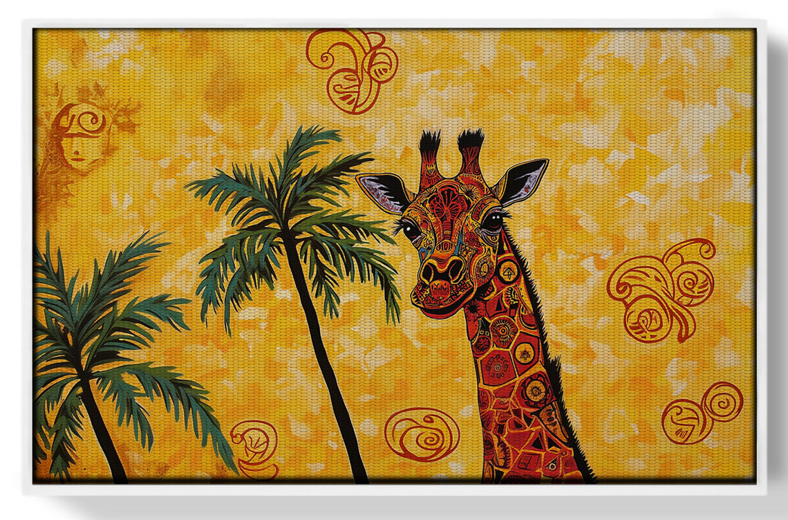 Yellow Giraffe Palm Tree African American canvas print view 61