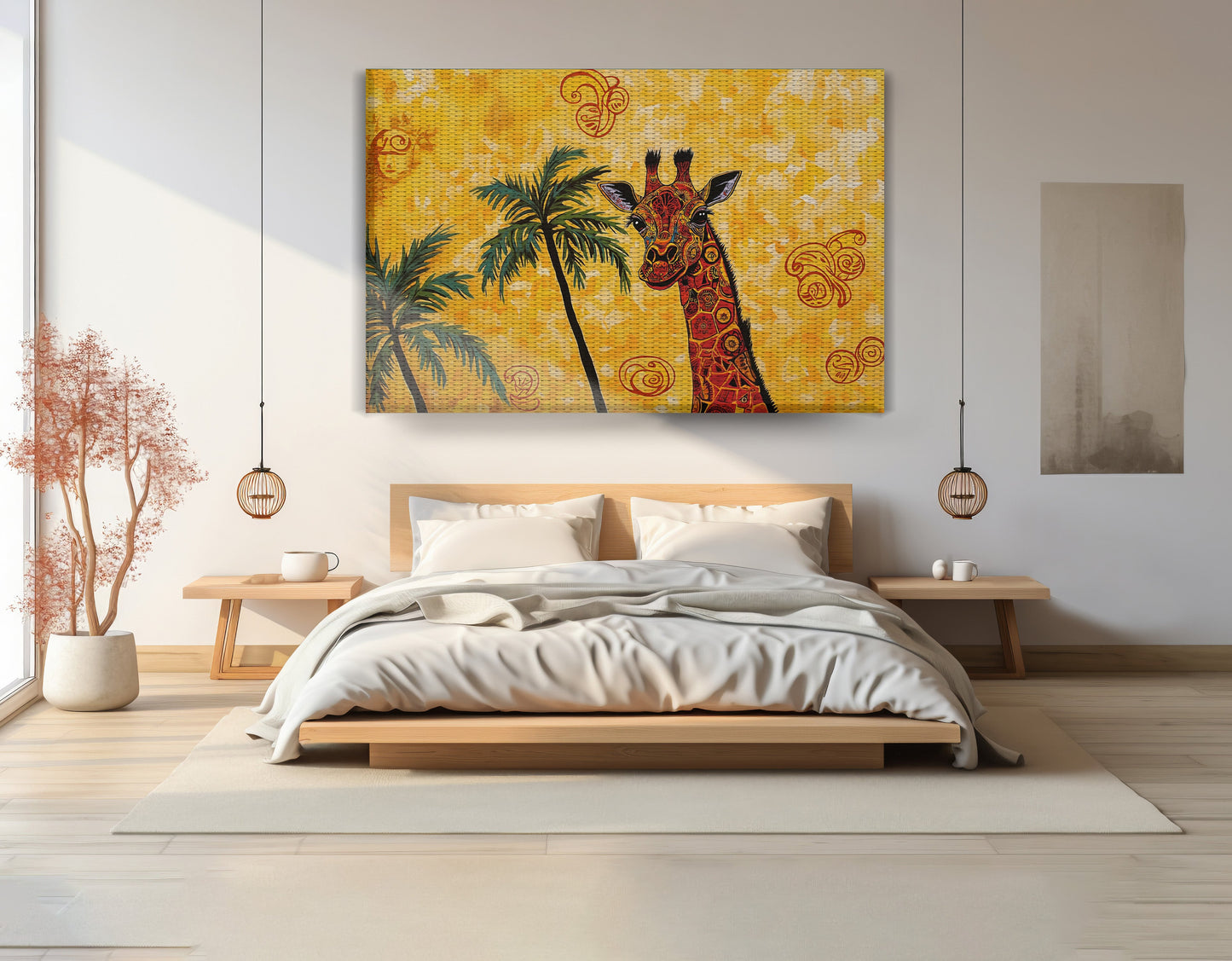 Yellow Giraffe Palm Tree African American canvas print view 15
