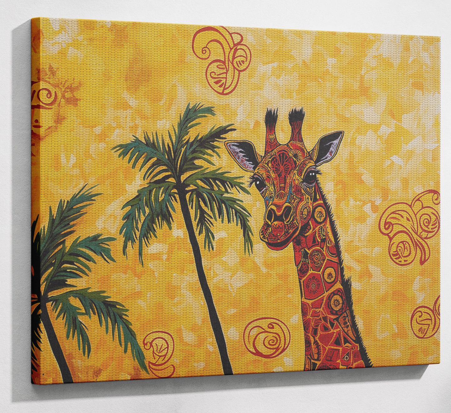 Yellow Giraffe Palm Tree African American canvas print view 13