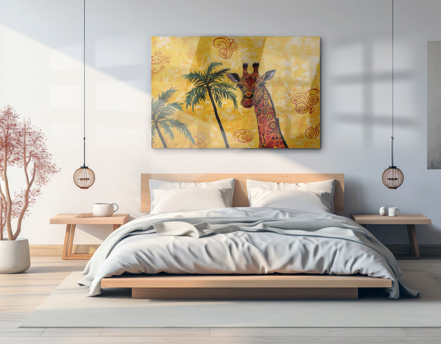 Yellow Giraffe Palm Tree African American canvas print view 21