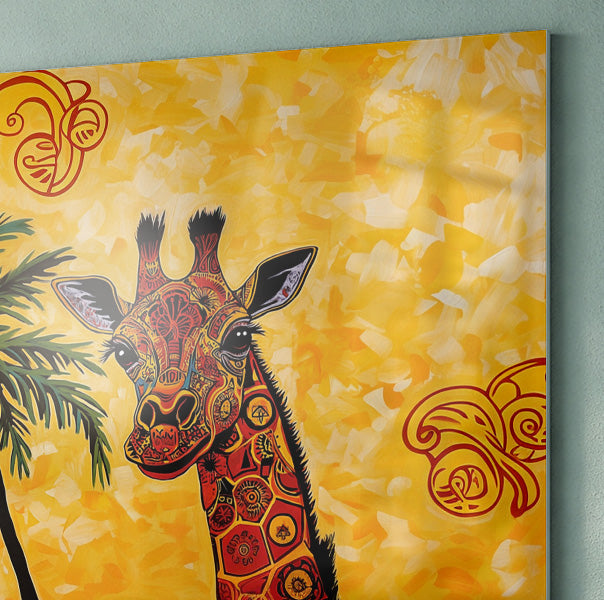 Yellow Giraffe Palm Tree African American canvas print view 22