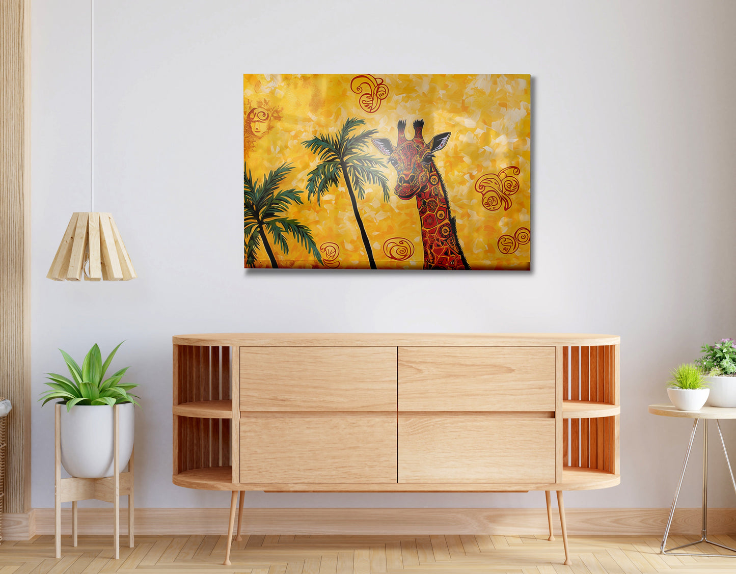 Yellow Giraffe Palm Tree African American canvas print view 20