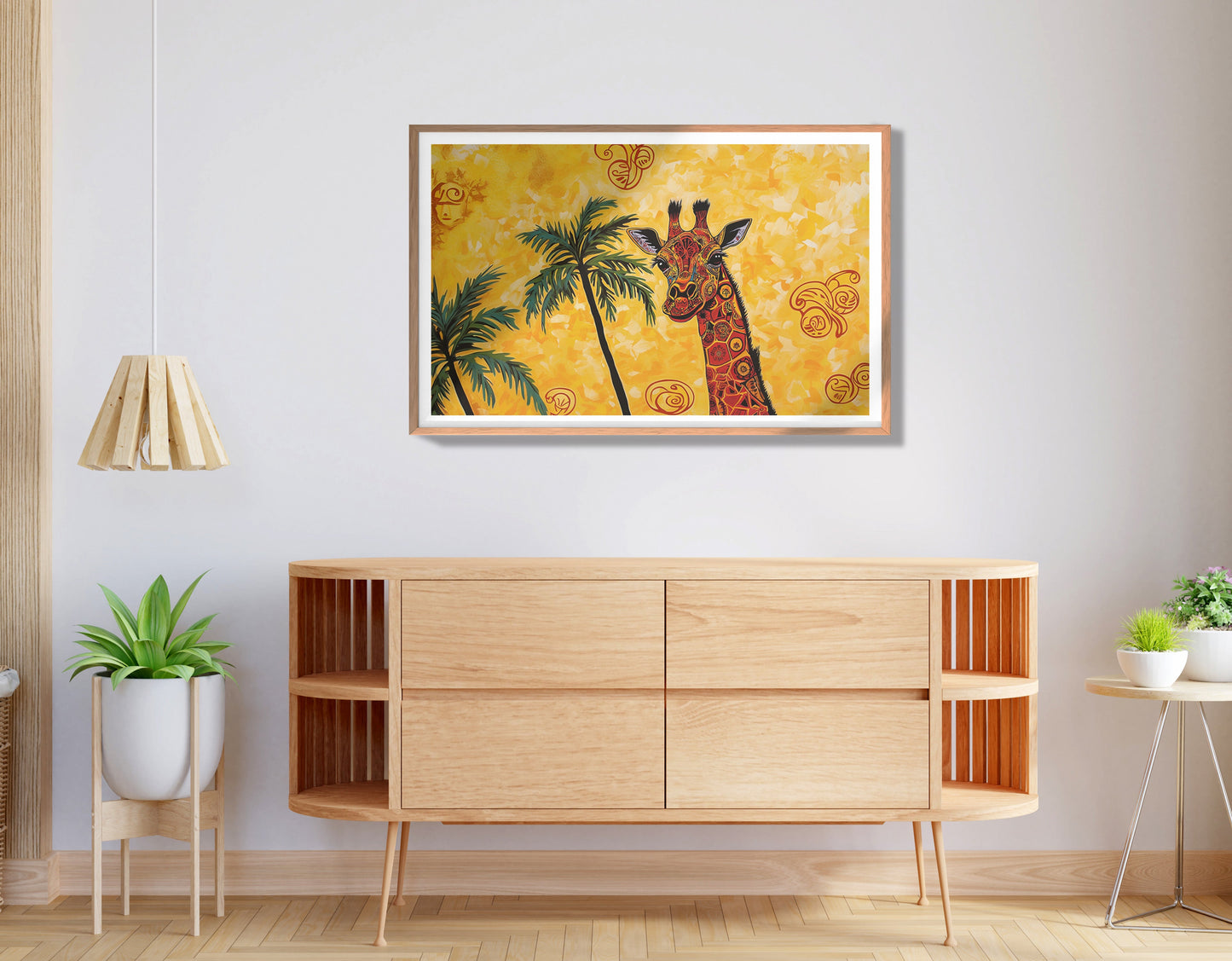 Yellow Giraffe Palm Tree African American canvas print view 80