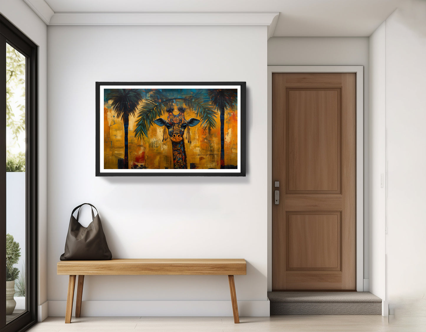 Giraffe Tropical Palm Black Caribbean wall art view 71