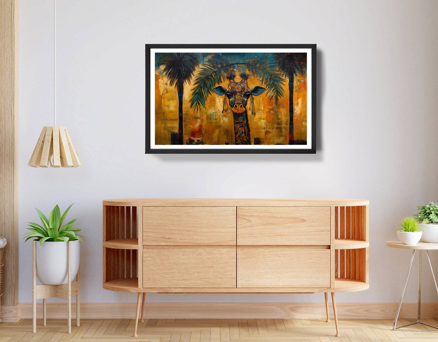 Giraffe Tropical Palm Black Caribbean wall art view 68