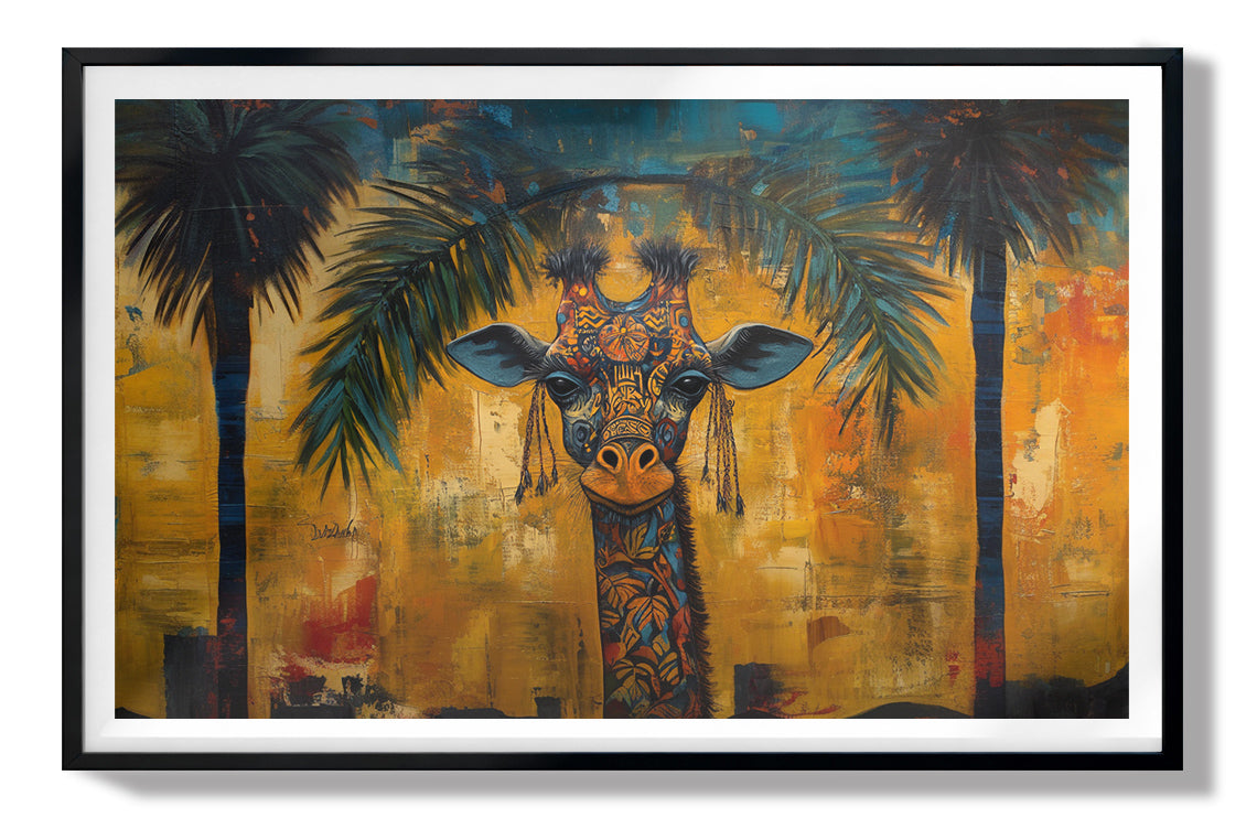 Giraffe Tropical Palm Black Caribbean wall art view 67