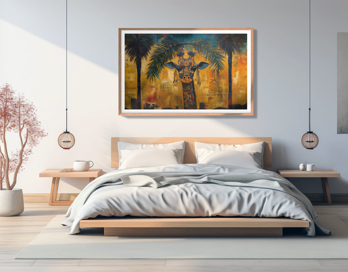 Giraffe Tropical Palm Black Caribbean wall art view 81