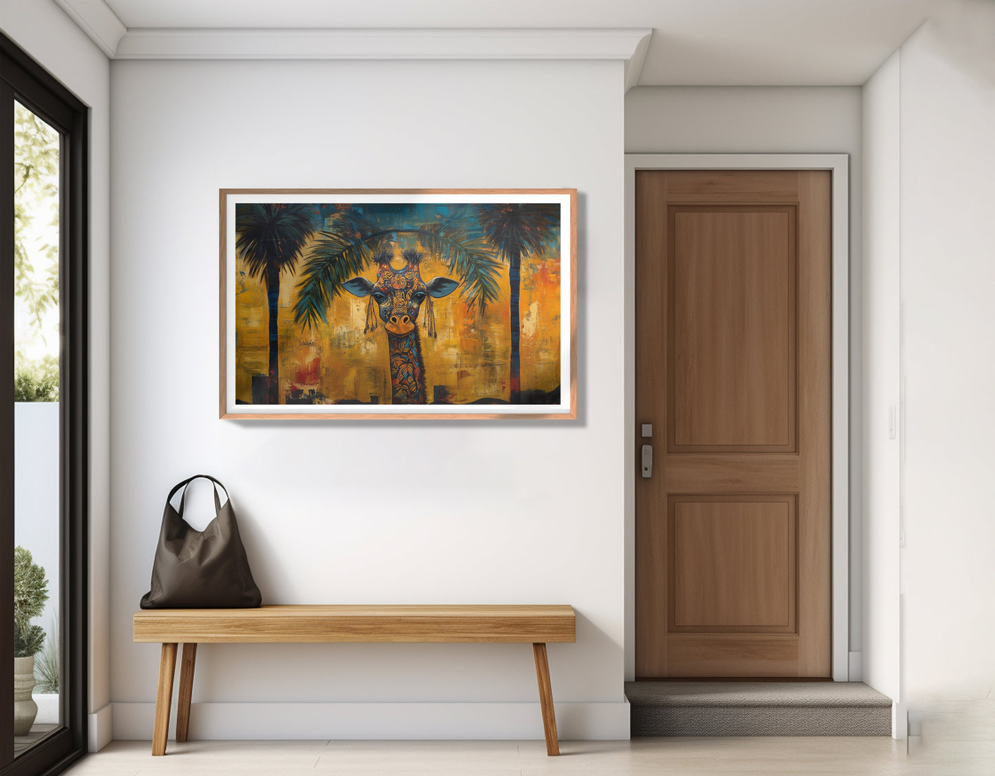 Giraffe Tropical Palm Black Caribbean wall art view 83