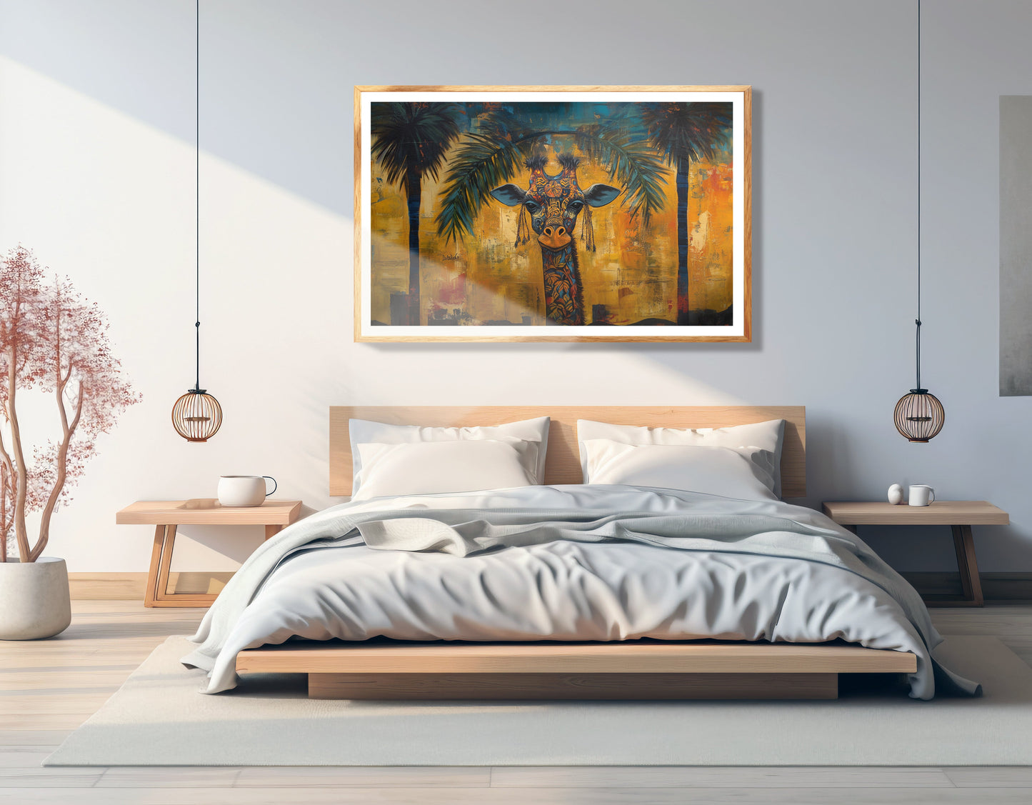 Giraffe Tropical Palm Black Caribbean wall art view 75