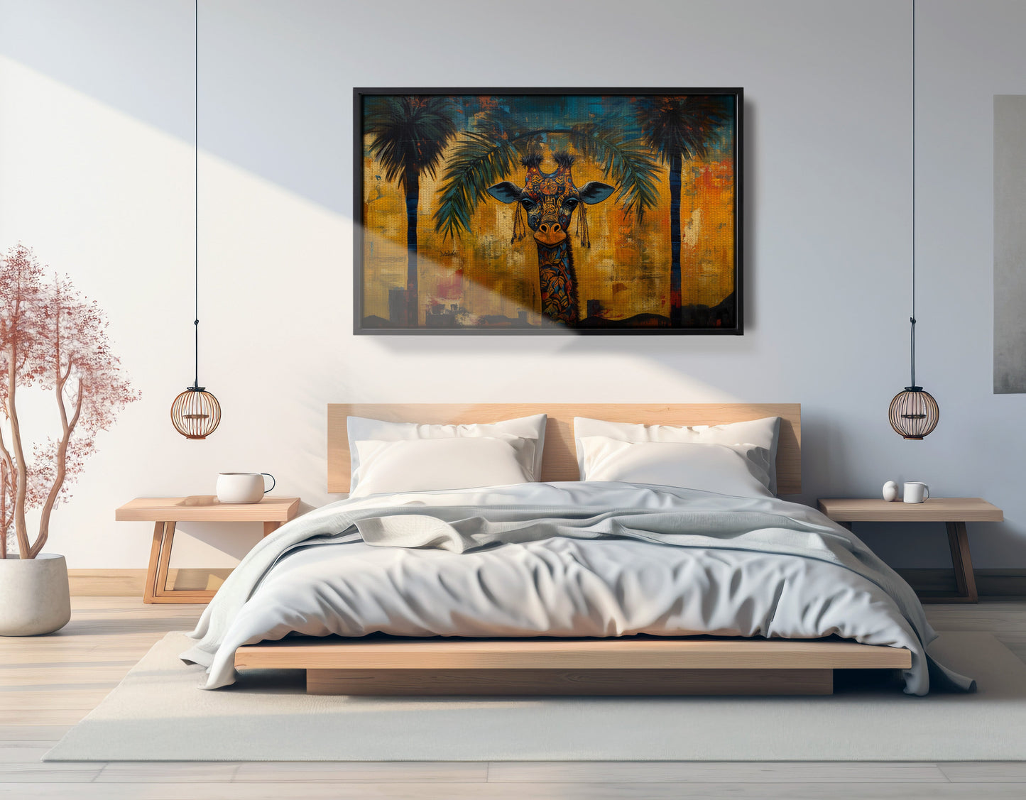 Giraffe Tropical Palm Black Caribbean wall art view 27