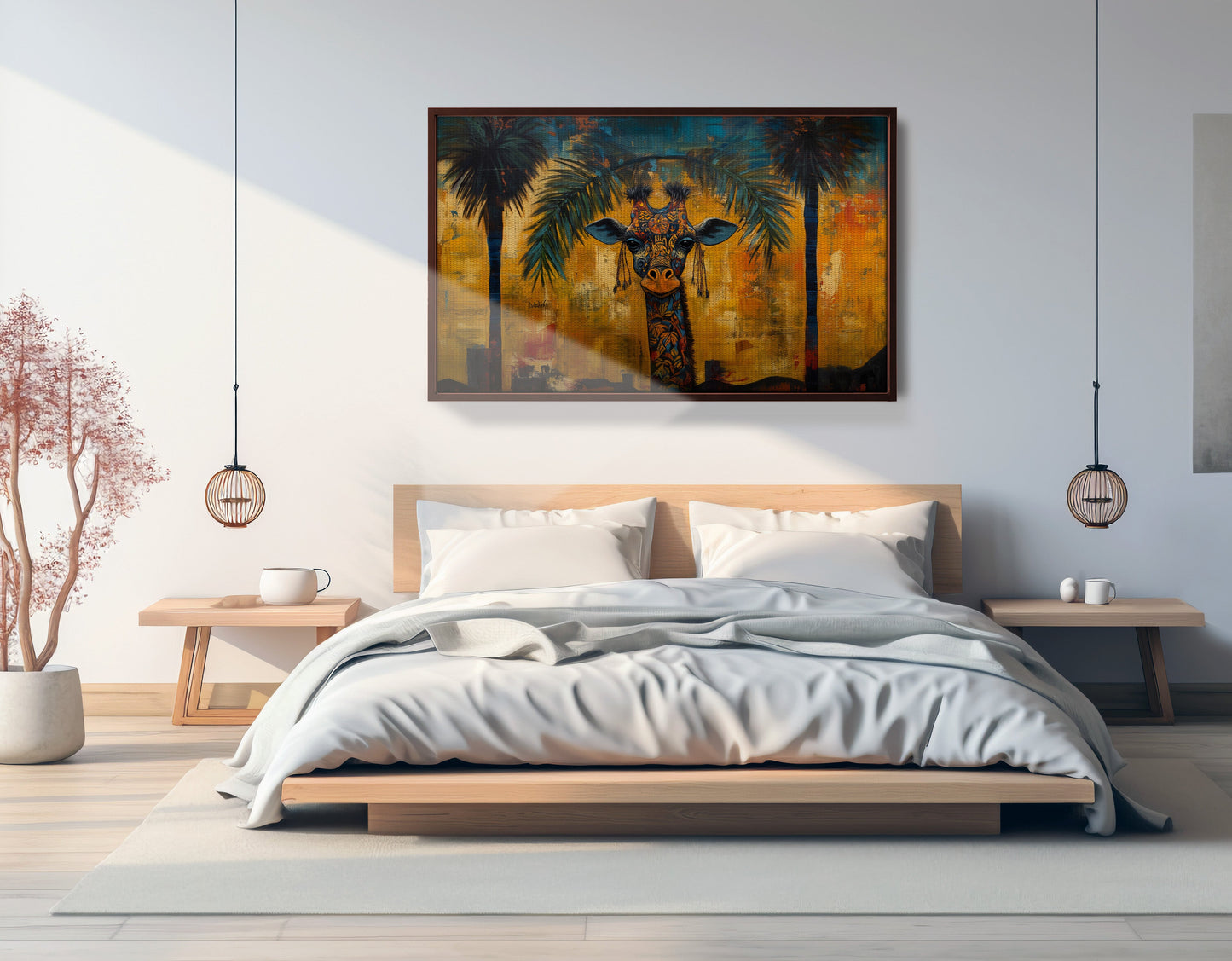 Giraffe Tropical Palm Black Caribbean wall art view 33