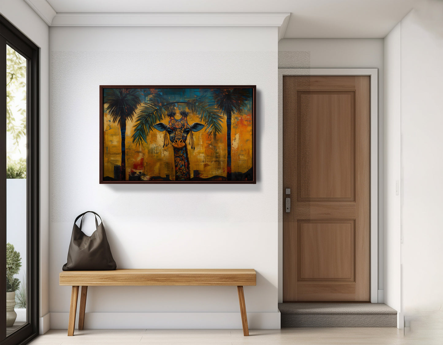 Giraffe Tropical Palm Black Caribbean wall art view 35