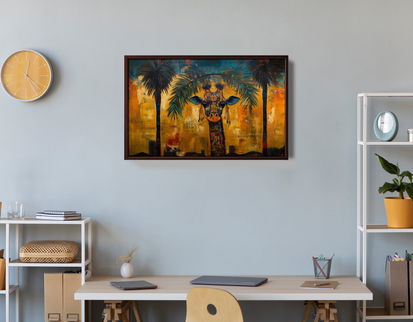 Giraffe Tropical Palm Black Caribbean wall art view 36