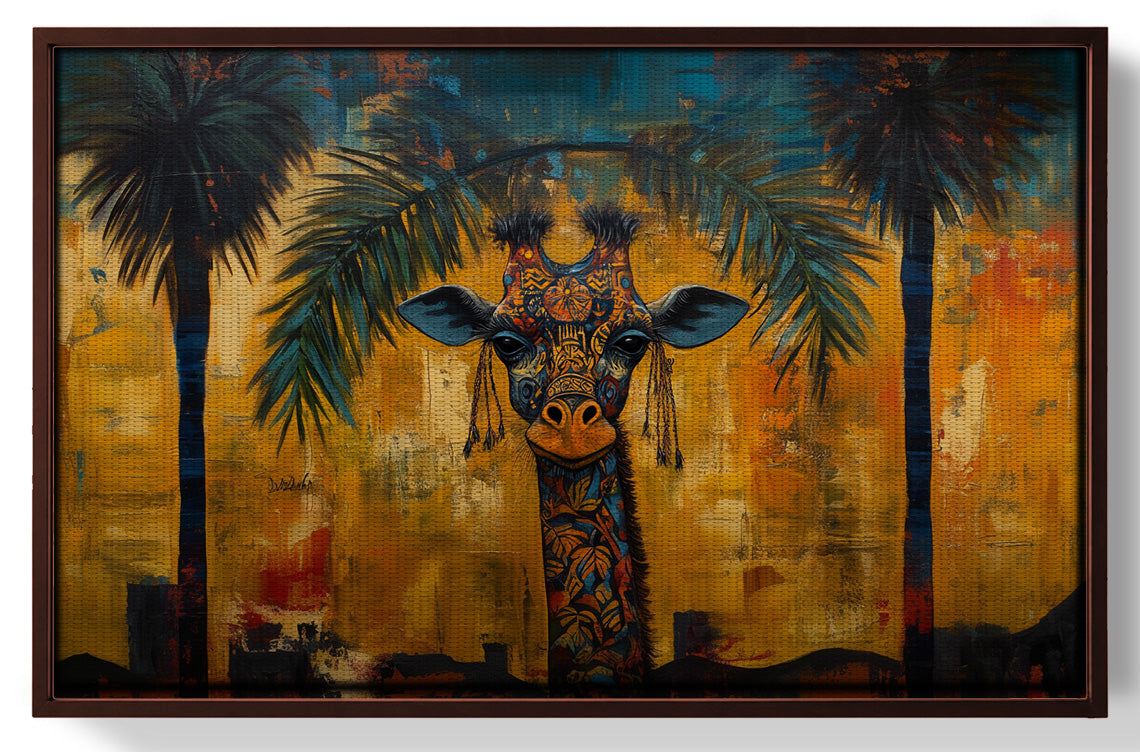 Giraffe Tropical Palm Black Caribbean wall art view 31