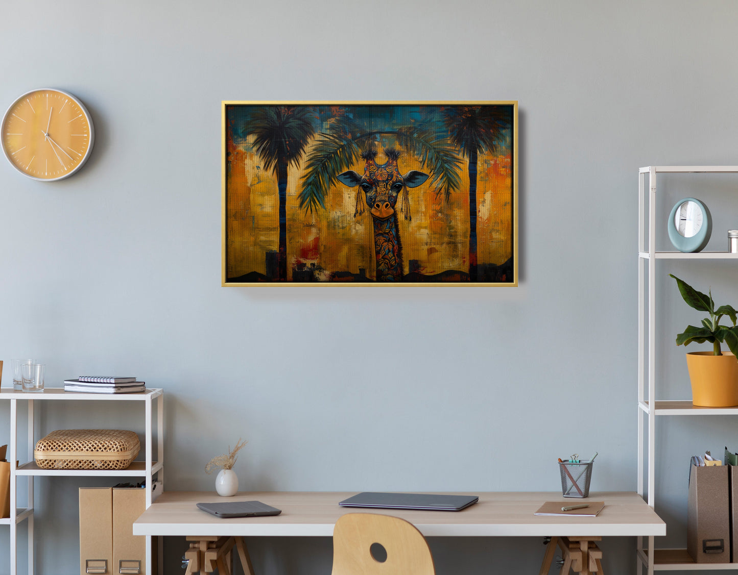 Giraffe Tropical Palm Black Caribbean wall art view 42