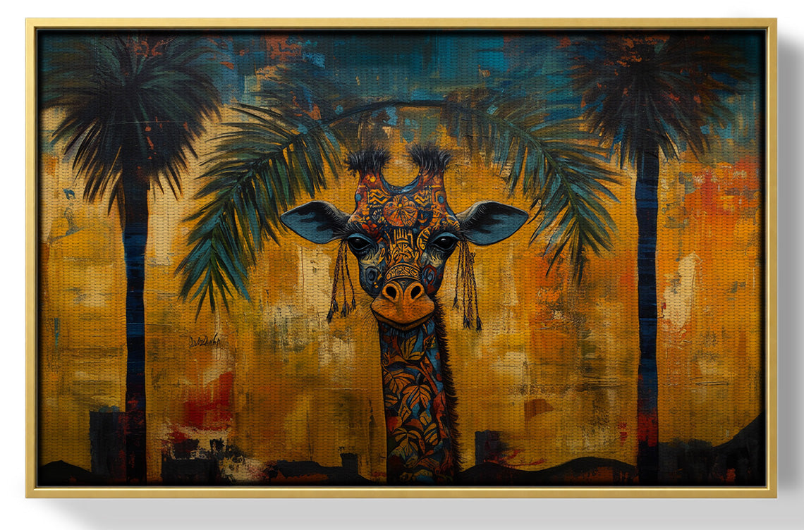 Giraffe Tropical Palm Black Caribbean wall art view 37