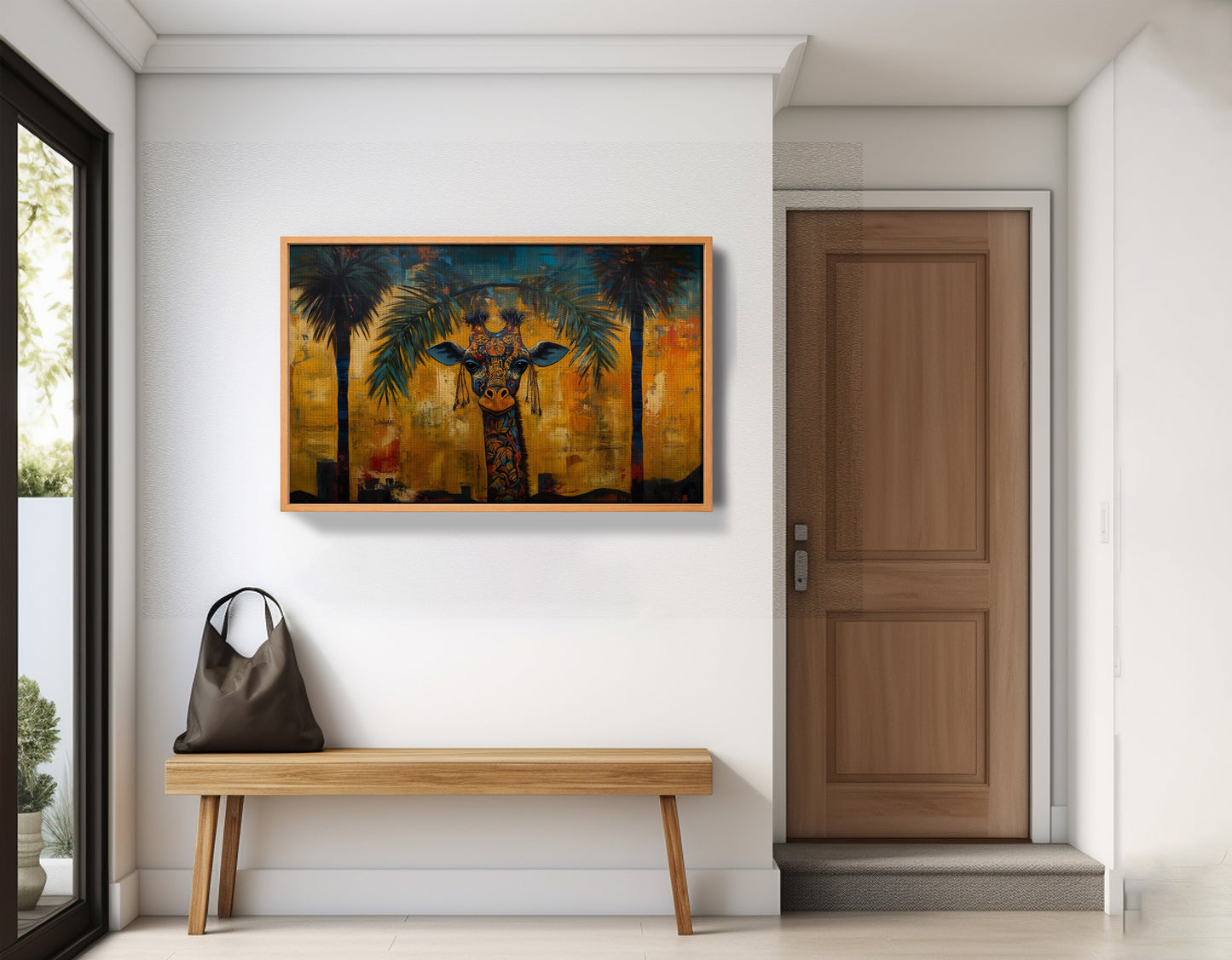 Giraffe Tropical Palm Black Caribbean wall art view 47