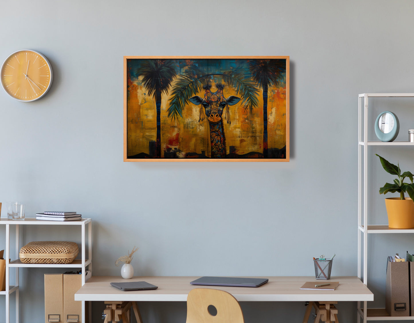 Giraffe Tropical Palm Black Caribbean wall art view 48