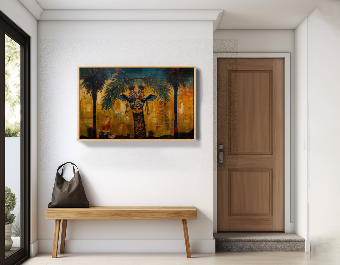 Giraffe Tropical Palm Black Caribbean wall art view 53