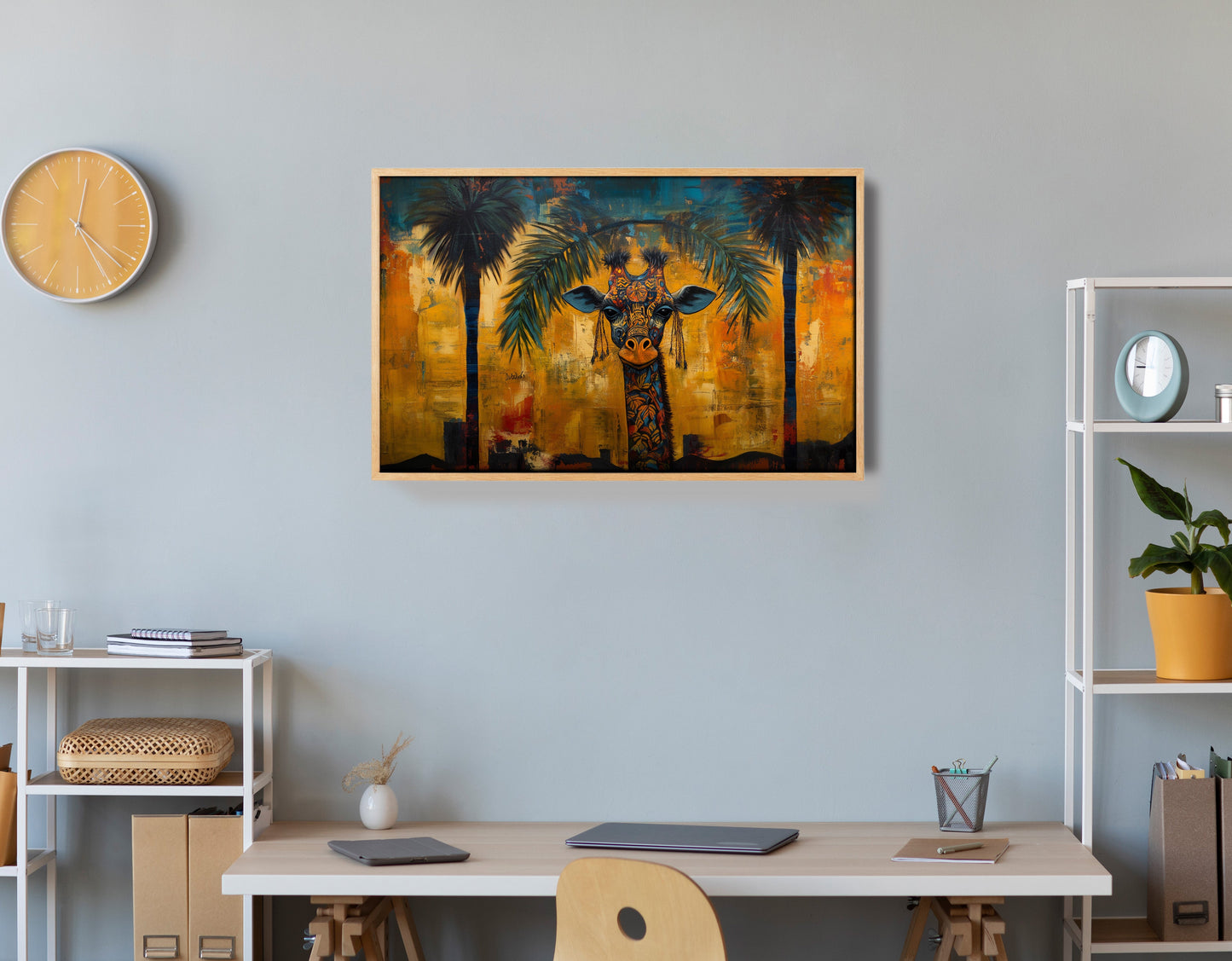 Giraffe Tropical Palm Black Caribbean wall art view 54
