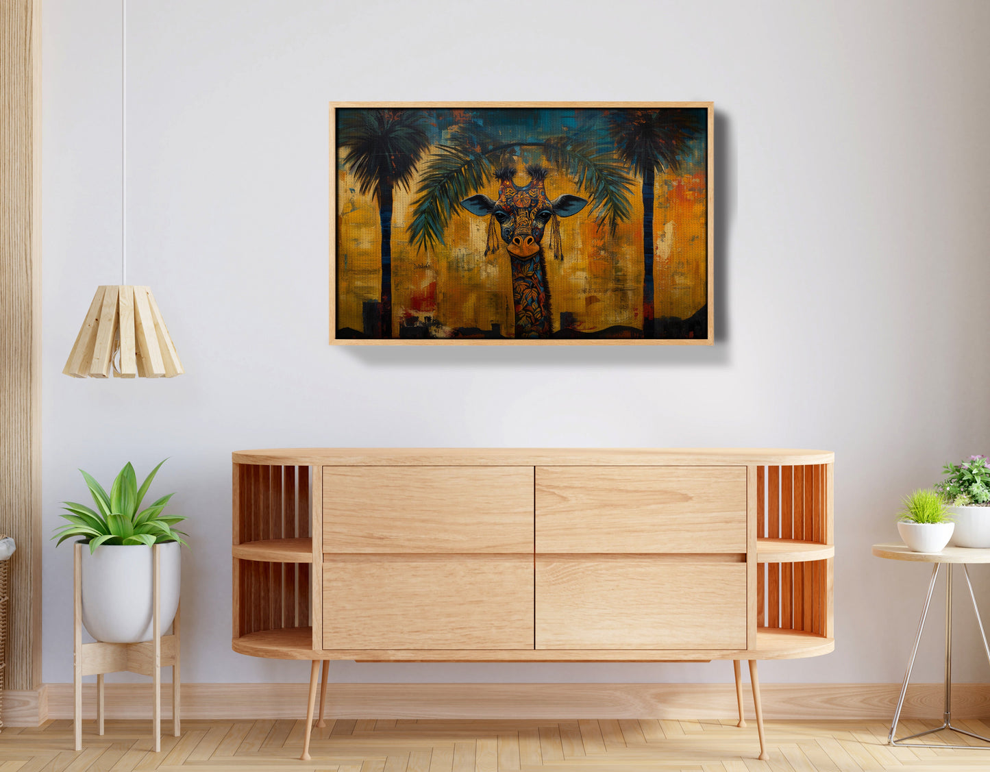 Giraffe Tropical Palm Black Caribbean wall art view 50