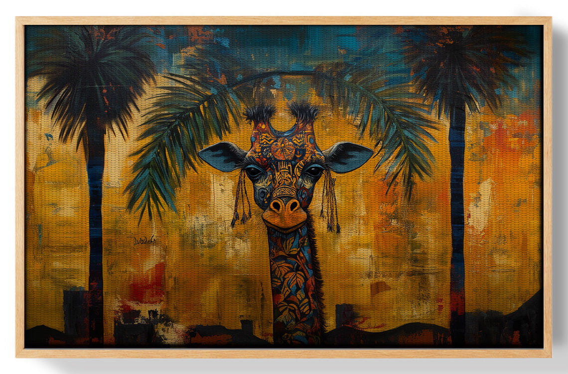 Giraffe Tropical Palm Black Caribbean wall art view 49