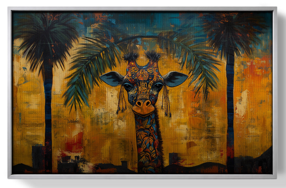 Giraffe Tropical Palm Black Caribbean wall art view 55