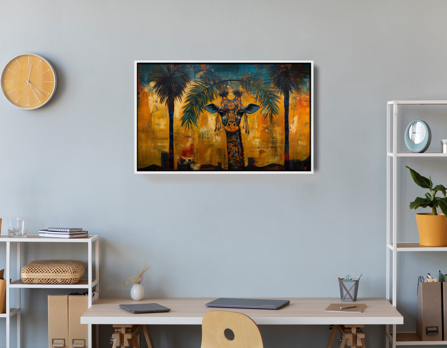 Giraffe Tropical Palm Black Caribbean wall art view 66
