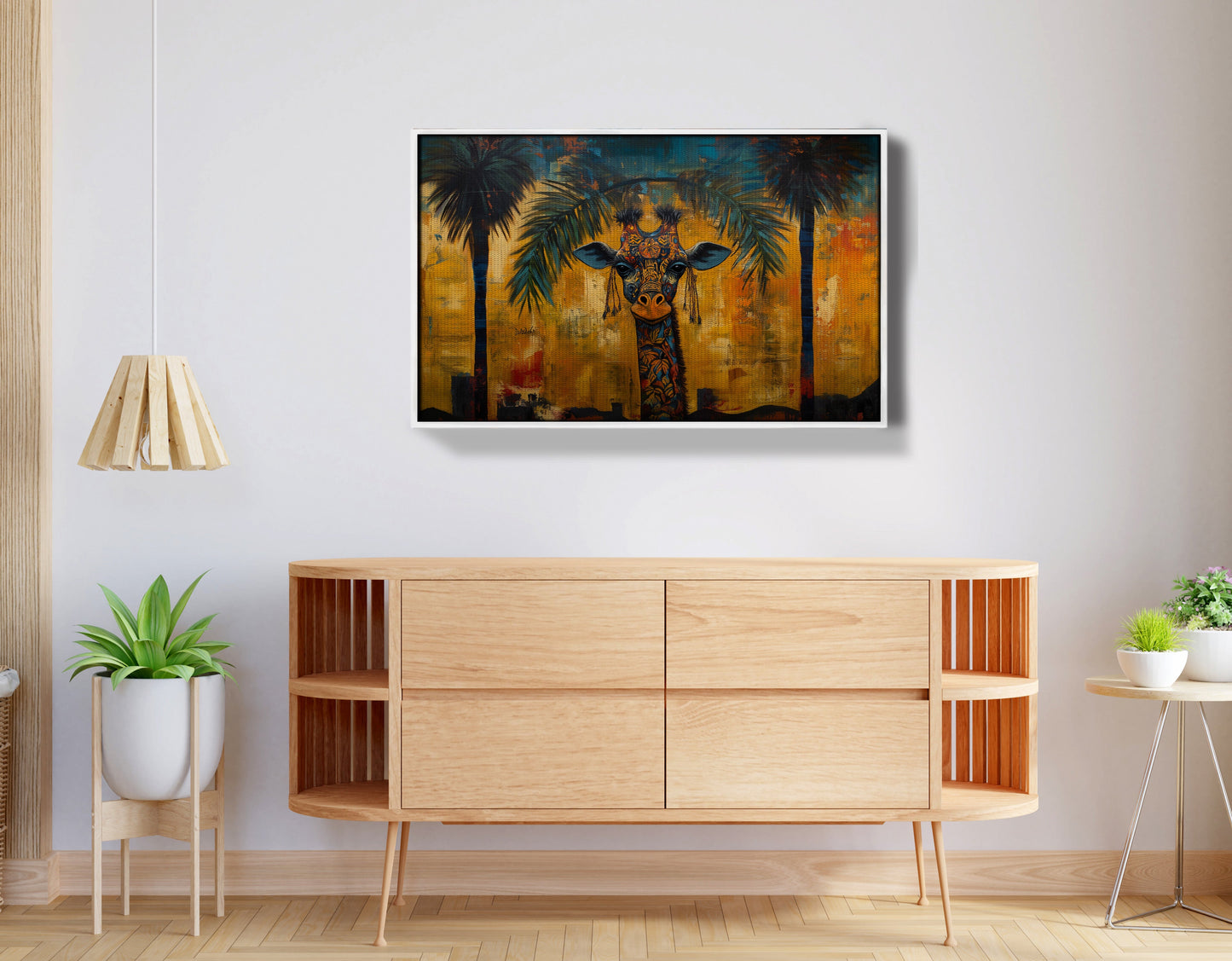 Giraffe Tropical Palm Black Caribbean wall art view 62