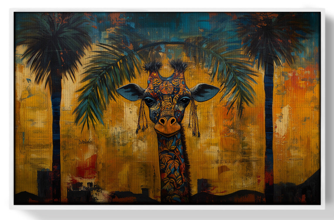 Giraffe Tropical Palm Black Caribbean wall art view 61