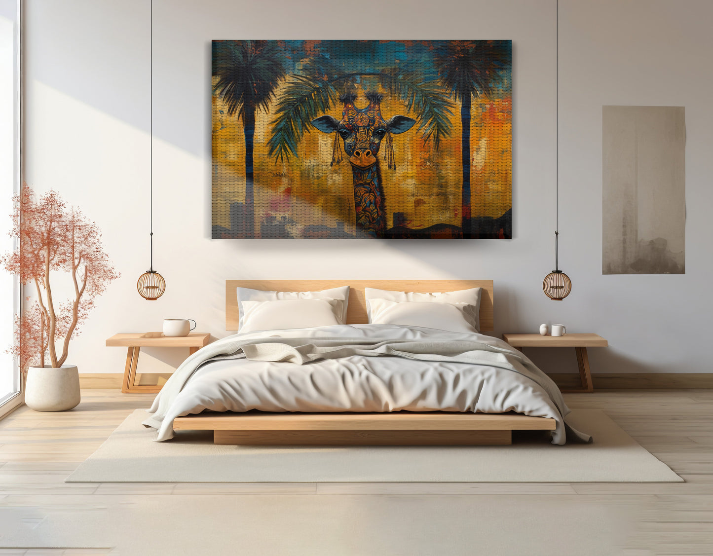 Giraffe Tropical Palm Black Caribbean wall art view 15