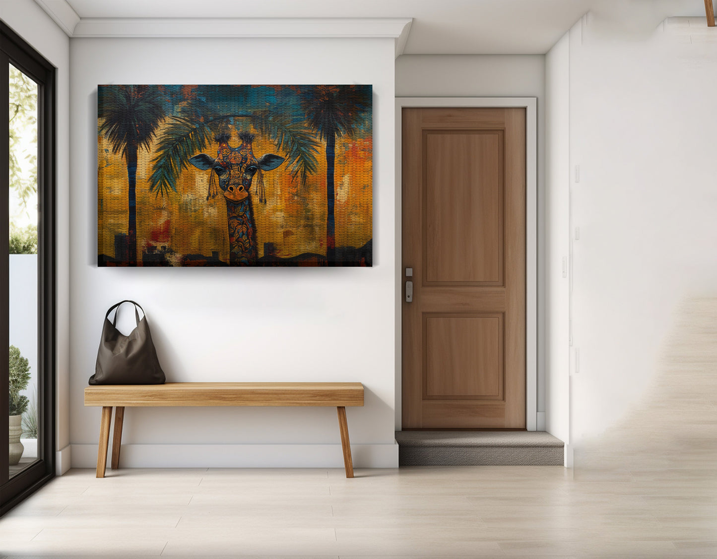 Giraffe Tropical Palm Black Caribbean wall art view 17